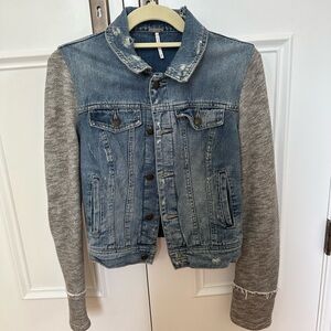 Free People Denim Jacket with Gray Sleeves
